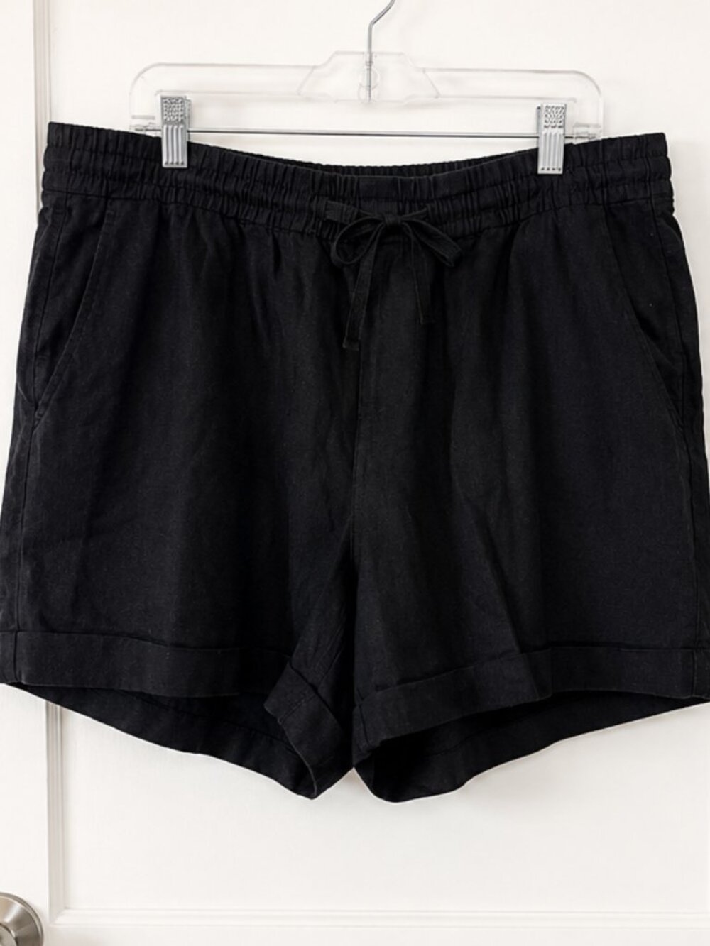 Old Navy Black Linen Blend Shorts Women’s 1X Pull On Elastic Waist